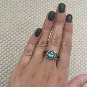DAVID YURMAN PETITE ALBION RING WITH BLUE TOPAZ AND DIAMONDS